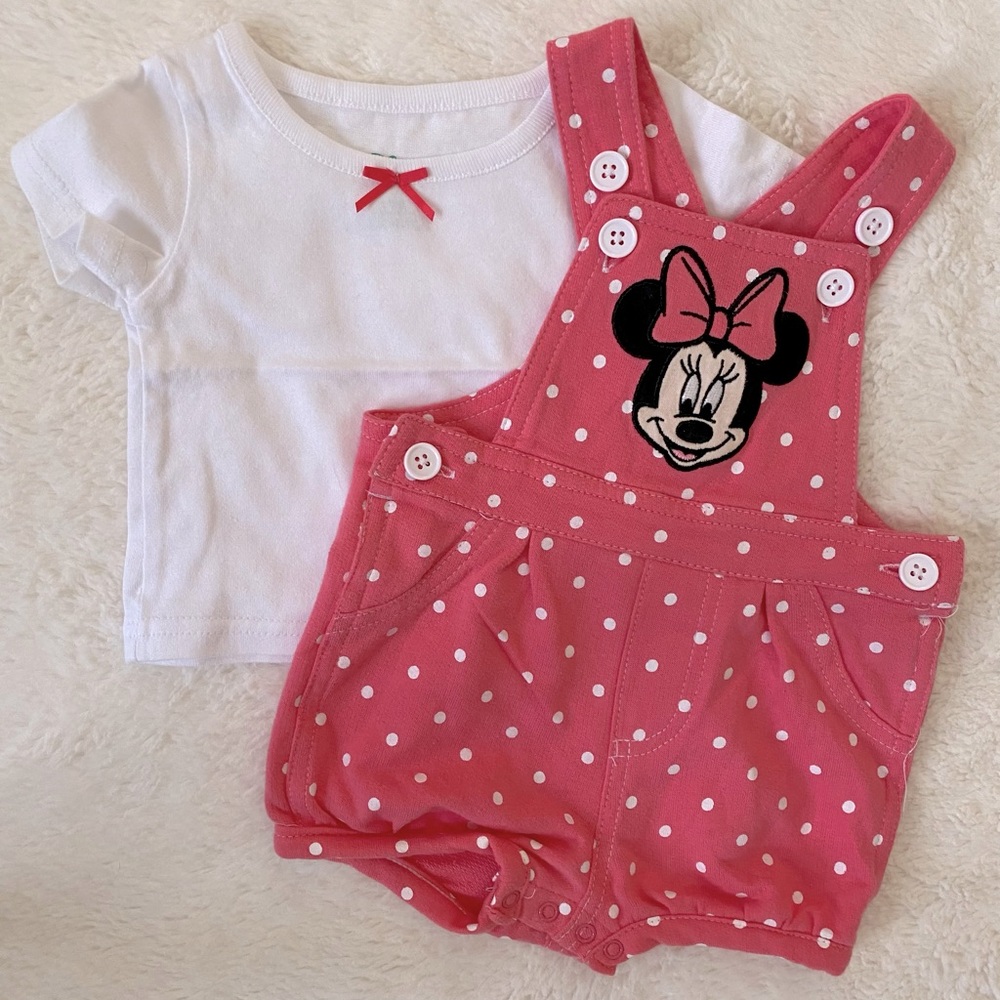 DISNEY | Minnie Mouse Baby Girl Shortall Set, 0-3M